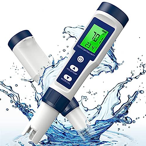Epdpekc 0-200000 PPM-Messgerät 0-14 PH-Messgerät 5-In-1 TDS/EC/SALZ/TEMP/PH-Messgerät für Trinkwasser, Pool und Aquarium Epdpekc 0-200000 PPM-Messgerät 0-14 PH-Messgerät 5-In-1 TDS/EC/SALZ/TEMP/PH-Messgerät für Trinkwasser, Pool und Aquarium von Epdpekc