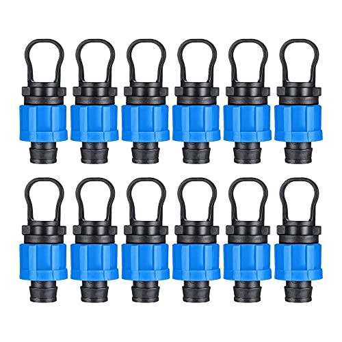 Epdpekc 12 Stücke Tropf Bewässerungs End Kappen Stopfen 1/2 Universal End Kappen Anschluss, Kompatibel mit 16-17mm Tropf Band von Epdpekc