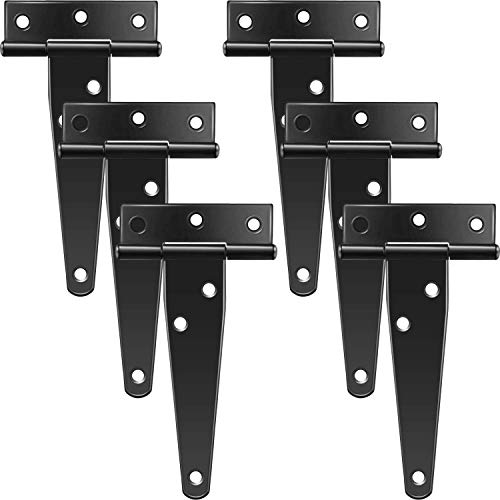 Epdpekc 6 Pcs 4-T-Riemenscharniere Rustikales Gurtscharnier Rostfreie Tortür Schwarze Scharniere für, Zäune und Scheunentore von Epdpekc