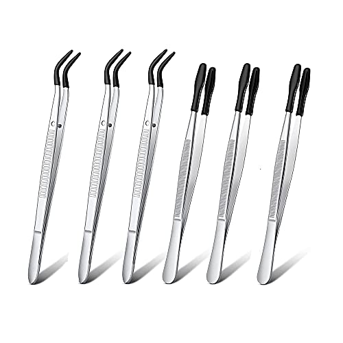 Epdpekc 6 StüCk Gummispitze Pinzette PVC Silikon PräZisionspinzette Labor Industrie Hobby Pinzette Werkzeug (Schwarz) von Epdpekc