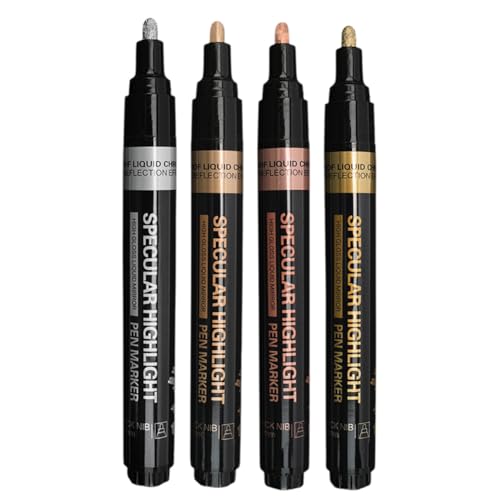 Epdpekc -Chrom-Metallic-Markierungsstift, 4 Farben Metallic-Lackstift, Reflektierender Glanz, 2-3 mm Größerer Anwendungsbereich von Epdpekc
