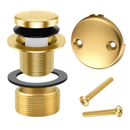 Epdpekc Gold-Badewannen-Abfluss-Überlauf-Set - Universeller Badewannen-Abfluss- mit 2-Loch-Überlauf-Frontplatten-Set, Tip-Toe-Umrüstsatz von Epdpekc