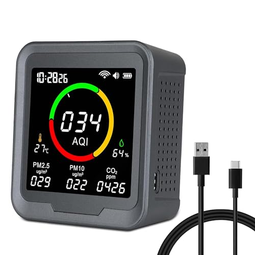Epdpekc PTH-9AW CO2-Detektor mit Monitor, Kohlendioxidmessgerät, Digitaler Temperatur- und Feuchtigkeitstester, Uhr PTH 9AW von Epdpekc