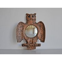 Eulen-Hexenaugenspiegel, Runder Konvexer Spiegel Mit Gebogenem Glas Aus Den 60Er Jahren, Frankreich Eulen-Hexenaugenspiegel, Runder Konvexer Spiegel Mit Gebogenem Glas Aus Den 60Er Jahren, Frankreich von EphemereIntemporel