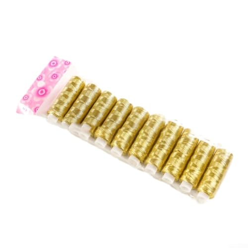 10-teiliges Nähgarn-Set für DIY-Projekte, je 200 Meter, ideal für Patchwork, Stickerei und verschiedene Nähanwendungen (10 Gold) von EpheyFIF