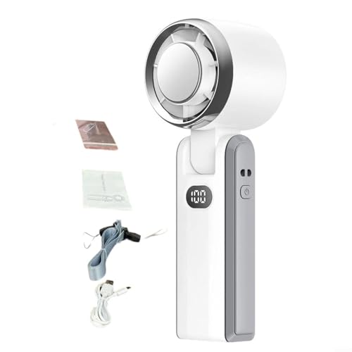 100 Geschwindigkeits-Turbo-Außenventilator, 9 m/s, ultrahoher Wind mit 4 Flügeln, bionischem Design, 3600 mAh Graphen-Akku und Typ-C-Schnellladung, 25 °C Kühlung für Büro/Reisen/Camping (weiß) von EpheyFIF