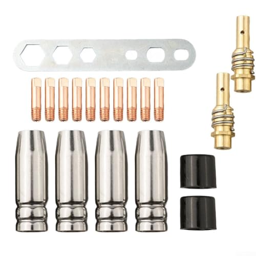 19-teiliges MIG/MAG-Schweißbrenner-Zubehör-Set, Kupferdüsen mit Isolatoren und Schraubenschlüssel, kompatibel mit AK15/MB-15 Taschenlampen, hohe Leitfähigkeit und Hitzebeständigkeit 19-teiliges MIG/MAG-Schweißbrenner-Zubehör-Set, Kupferdüsen mit Isolatoren und Schraubenschlüssel, kompatibel mit AK15/MB-15 Taschenlampen, hohe Leitfähigkeit und Hitzebeständigkeit von EpheyFIF