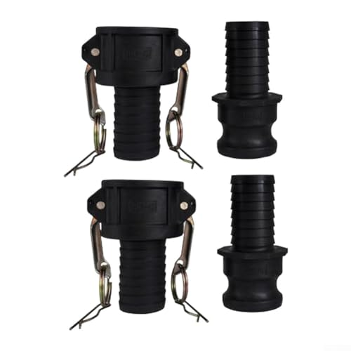 2 Sets Polypropylen-Camlock-Schlauchstutzen mit Typ-C- und E-Kupplungen für den Einsatz in Wasser- und Ölpumpen-Schlauchsystemen (5,1 cm) von EpheyFIF