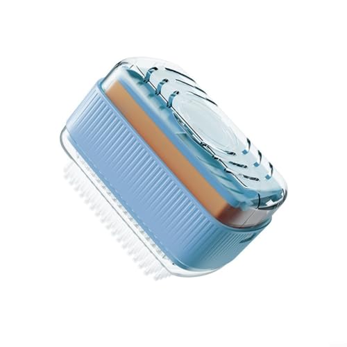 3-in-1 multifunktionale Seifenbox mit Schwammrolle, transparenter PP- und Gummi-Seifenhalter/-spender/Abtropfschale, 7,5 x 13 cm, Drainage-Design für Badezimmer/Küche (blau) von EpheyFIF