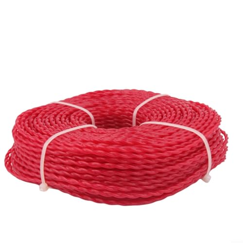3 mm Nylon-Trimmerschnur, robuster Freischneider-Ersatz für Gas-/Elektro-Rasenmäher, hocheffizienter Unkrautschneidedraht mit 15 m Länge, passend für die meisten Trimmer (rot) (eine Platte mit 4,2 g) von EpheyFIF