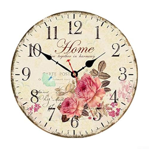 30 cm große Wanduhr aus Holz mit geräuschlosem Sweep-Mechanismus, Blumenmuster-Design für elegante Wohnkultur, geeignet für jeden ruhigen Raum von EpheyFIF