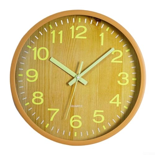 30 cm leuchtende digitale Wanduhr mit lautlosem Sweep-Mechanismus und klarem Glasspiegel in Holzmaserung Rahmen (B) von EpheyFIF