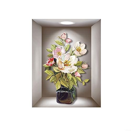 3D Wandaufkleber Vase, 3D Wandbild PVC Wandaufkleber DIY Wandtattoo Grüne Pflanzen Wandaufkleber Selbstklebend für Wohnzimmer, Schlafzimmer 35 * 45 cm 3 Stück 1# von EpheyFIF