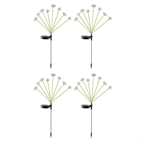 4 Stück Frauen 32 LED Solar Pilz Lichter Wasserdicht Garten Glühwürmchen Schwankende Heringe Warmweiß Metall Kunststoff 73,9 cm Outdoor Dekor (8 warme Lichter) von EpheyFIF