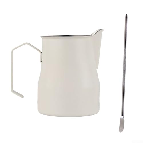 450 ml Espresso-Krug mit Dampfkrug, professionelles Edelstahl-Kaffee-Aufschäumwerkzeug für Baristas zu Hause (Sand Reis Weiß) von EpheyFIF