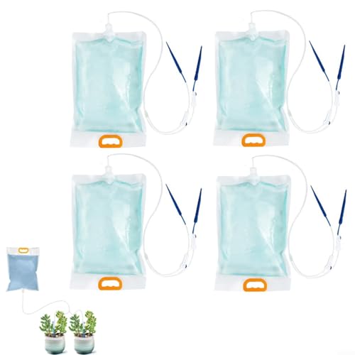 4er-Pack Tropfbewässerungsbeutel – 3,5 l Selbstbewässerungssystem mit einstellbarem Durchfluss für Zimmerpflanzen, automatische langsame Freigabe (einfache Einrichtung, kein Werkzeug erforderlich)(A) von EpheyFIF