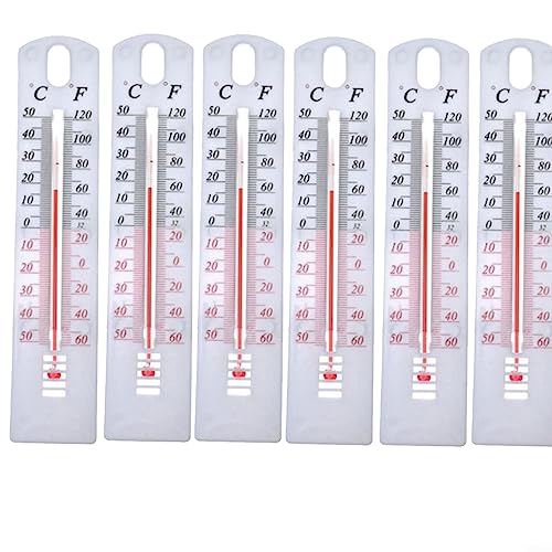 6 Pcs Thermometer, Analoges Innen-Außen-Thermometer, Wandthermometer für Garten, Gewächshaus, Haus, Büro, Zimmer 196 mm x 43 mm von EpheyFIF