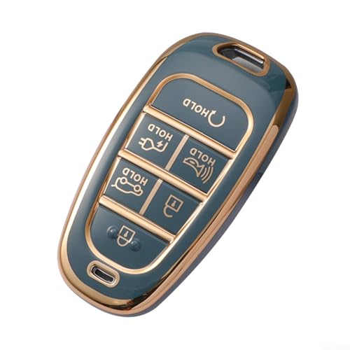 6 Tasten Autoschlüssel Hülle Cover für Hyundai Für Ioniq 5 Für Solaris Für Sonata Für Hybrid Weiche Schutzhülle Mit Präzise Aussparungen Für Einfache Tastenbedienung (Grau) von EpheyFIF