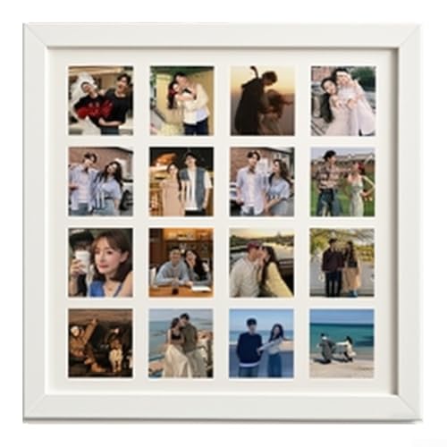 Bilderrahmen aus Holz mit 16 Rastern für DIY-Fotoarrangement und personalisierte Erinnerungsanzeige im Wohnzimmer oder Büro (weiß) von EpheyFIF