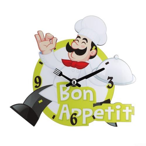 Chef Design Silent Desktop Clock with Bracket for Table Use Easy to Read Dial Suitable for Kitchen and Office von EpheyFIF
