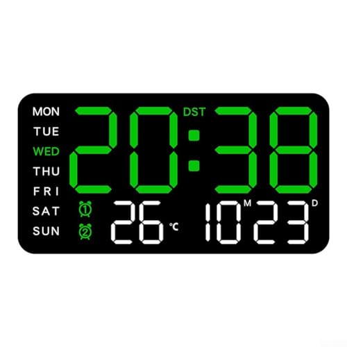 Digitale Wanduhr mit Temperatur und Datum einstellbare Helligkeit für optimales Seherlebnis (E) von EpheyFIF