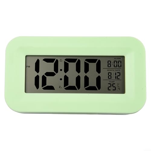 Digitaler LCD-Wecker mit Kalender und Thermometer für Reisen und Büro, großes Display mit leicht ablesbaren Funktionen (grün) von EpheyFIF