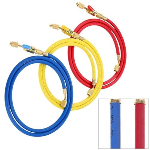 Drei-Schlauch-Set mit Kugelhahn aus Messing-Legierung für HVAC-Handhabung, kompatibel mit R410A R134A R407C Systemen, entworfen, um privaten und gewerblichen Gebrauch zu widerstehen (D) von EpheyFIF