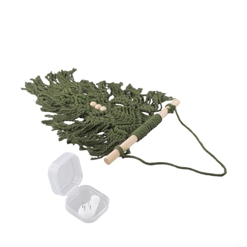 Eleganter Makramee-Blatt-Wandteppich mit Holzelementen für gemütliche Dekoration (grün) von EpheyFIF