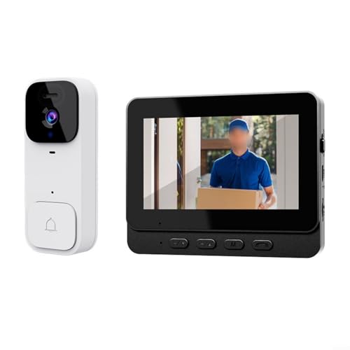 EpheyFIF 10,9 cm Smart Video Türklingel System für Zuhause, Display Wireless Intercom HD Video Monitor, Smart Video Türklingel Kamera, Wireless Zwei-Wege-Gegensprechanlage (weiß) von EpheyFIF