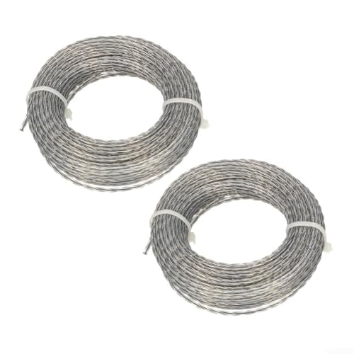 EpheyFIF 2 x Spulenschnur, Spulendraht, zuverlässiger Querschnitt, Trimmschnur, 2 Sets, 2,0–3,0 mm x 15 m (30 m) Fadenspule, Rasentrimmerfaden (15 m x 2 mm x 2 mm) von EpheyFIF