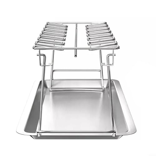 EpheyFIF Edelstahl Grillschale - Ständer für 14 Hähnchenschenkel oder -flügel - Grillzubehör für Barbecue Grill Ofen Dip Tray (Grill mit Tablett) von EpheyFIF