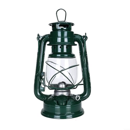 EpheyFIF Petroleumlampe Ollampe Nostalgische Petroleum-Sturmlaterne Mit Feuerfestem Beleuchtung Lampenol Glaskolben Stunden Outdoor - Kerosinlampe(25CM Grün) von EpheyFIF