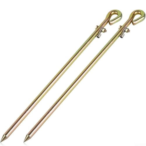 Erdungsstange für tragbaren Generator, Antenne und Erdpfosten mit vorinstallierter Drahtklemme und starkem Stahlschaft mit hoher Zugfestigkeit (2 Stück) von EpheyFIF