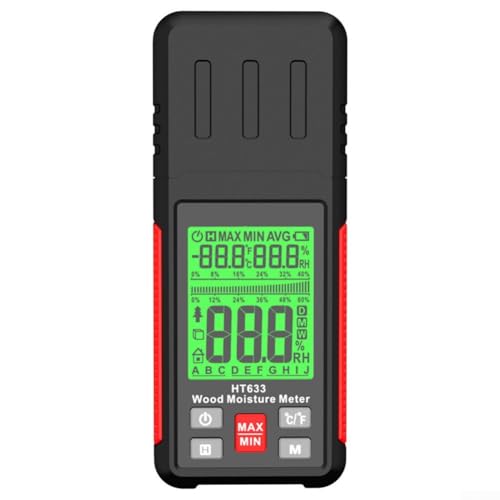 HT633 Feuchtigkeitsmessgerät mit abnehmbarer Sonde und farbkodiertem LCD-Bildschirm für präzise Messung von Holz und anderen Materialien von EpheyFIF