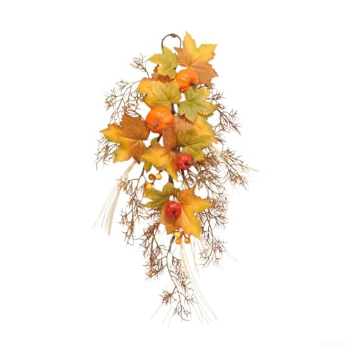 Herbstblatt und Kürbis Halloween Thanksgiving Tür hängende Girlande mit Rattan für saisonale Wand oder Garten Dekoration Indoor Outdoor Herbstblatt und Kürbis Halloween Thanksgiving Tür hängende Girlande mit Rattan für saisonale Wand oder Garten Dekoration Indoor Outdoor von EpheyFIF