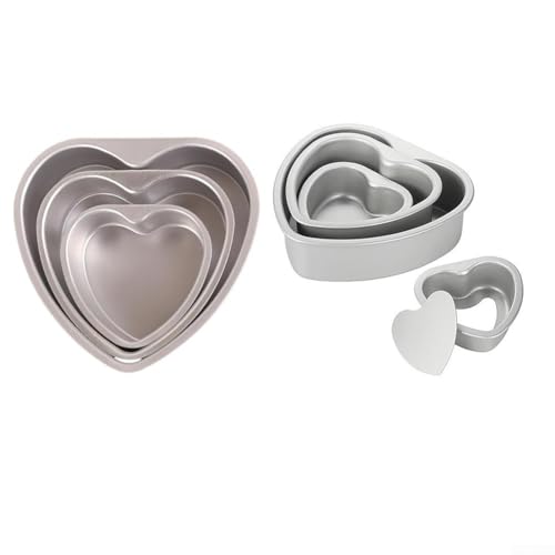 Herzförmiger Kuchen (3er-Set) aus robustem Aluminium mit Nicht-Funktion zum Backen (6,8,10 cm fixiert) von EpheyFIF