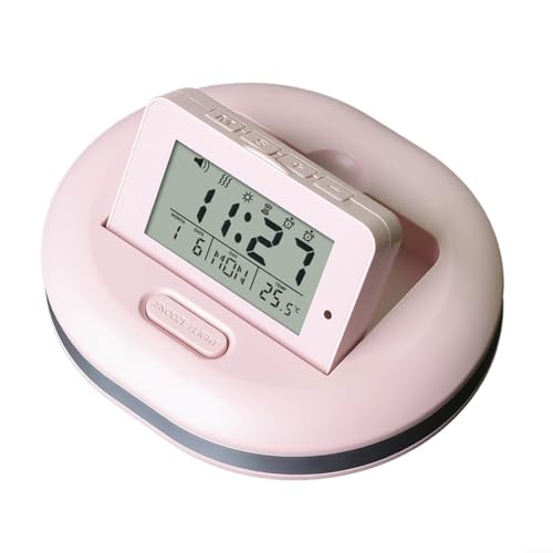 Intelligenter LED-Digitalwecker mit Dual-Alarmen, Vibrationsmodus, Schlummerfunktion, Temperaturanzeige, Datum, Woche, Countdown-Timer, für Studenten, Büro, Schlafzimmer, Zuhause, Schwarz (Rosa) von EpheyFIF