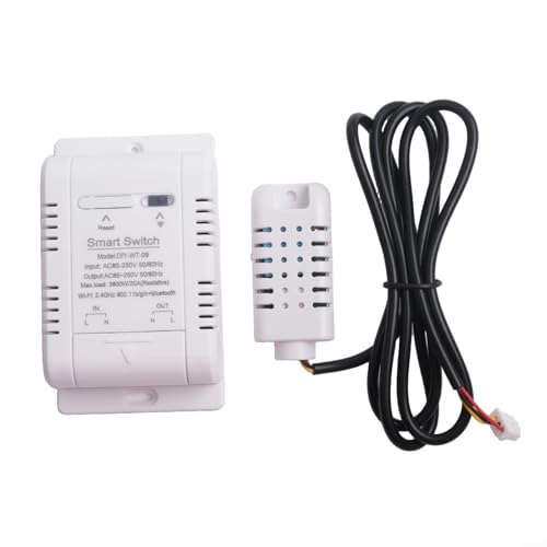 Intelligenter Temperatur- und Feuchtigkeitsschalter, WiFi/Bluetooth, Dual-Modus mit EWeLink-App-Steuerung, 20 A, 3800 W Tragfähigkeit, wasserdichter Sensor für Aquarien, Babyzimmer, Gewächshäuser (C) Intelligenter Temperatur- und Feuchtigkeitsschalter, WiFi/Bluetooth, Dual-Modus mit EWeLink-App-Steuerung, 20 A, 3800 W Tragfähigkeit, wasserdichter Sensor für Aquarien, Babyzimmer, Gewächshäuser (C) von EpheyFIF