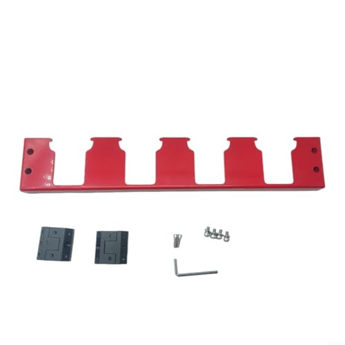 Metall-Batteriehalter für 4 Packout-Systeme – 18 V/20 V Wandhalterung Organizer mit vorgebohrten Löchern, schwarz/rot, Garage, Werkstatt, Werkzeugaufbewahrung (rot) von EpheyFIF