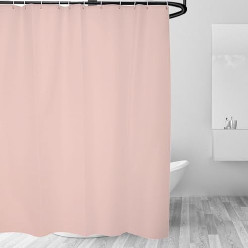 Moderner wasserdichter Duschvorhang in einfarbiger Farbe mit Haken zum einfachen Aufhängen (Rosa) von EpheyFIF