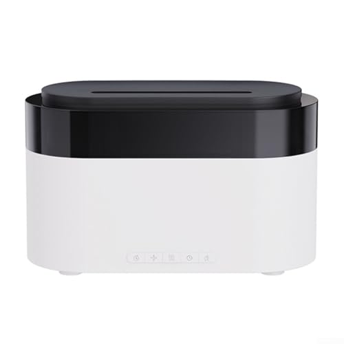 Multifunktionaler Flammen-Luftbefeuchter mit Wecker, Aromatherapie, 150 ml, Wassertank, leiser Betrieb, intelligente Sicherheit, dreistufige Abschaltung, Wassermangel-Schutz, Heimbüro (weiß) von EpheyFIF