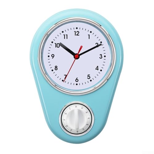 Multifunktions-Quarz-Wanduhr, 22,9 cm, für präzises Kochmanagement und benutzerfreundliche Bedienung (Seeblau) von EpheyFIF