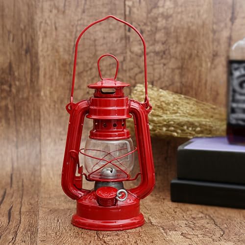 Öllampe, 25 cm Hurrikan-Lampen, Retro-Kerosin-Lampe, Vintage-Laterne zum Aufhängen, für Innen- und Außenbereich, Dekoration (Rot, 19 cm) von EpheyFIF