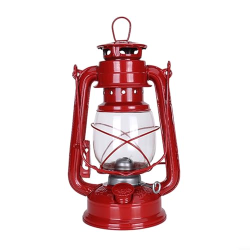 Öllampe, 25 cm Hurrikan-Lampen, Retro-Kerosin-Lampe, Vintage-Laterne zum Aufhängen, für Innen- und Außenbereich, Dekoration (Rot, 25 cm) von EpheyFIF