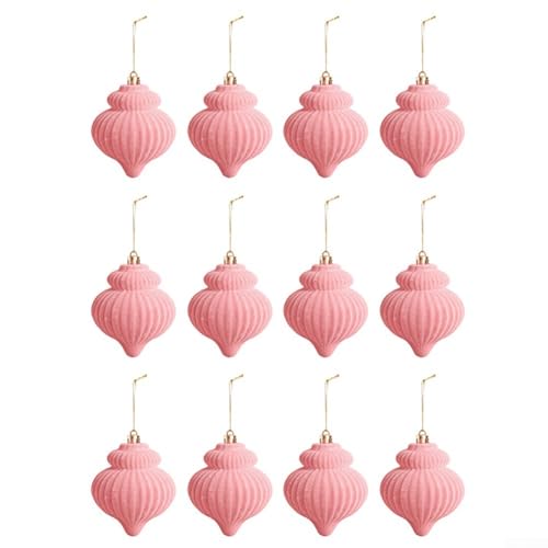Plüschkugel-Ornamente im Laternen-Stil, für Weihnachtsdekorationen, weich strukturierte Bälle, entworfen, um Bäumen und Innenausstellungen ein einzigartiges Urlaubsflair zu verleihen (Rosa) von EpheyFIF