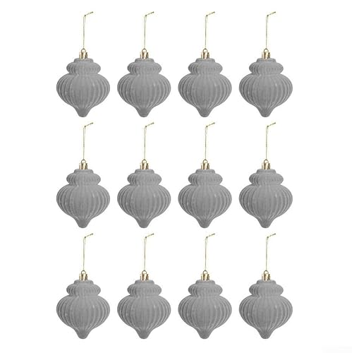 Plüschkugel-Ornamente im Laternen-Stil, für Weihnachtsdekorationen, weich strukturierte Bälle, entworfen, um Bäumen und Innenausstellungen ein einzigartiges Urlaubsflair zu verleihen (grau) von EpheyFIF