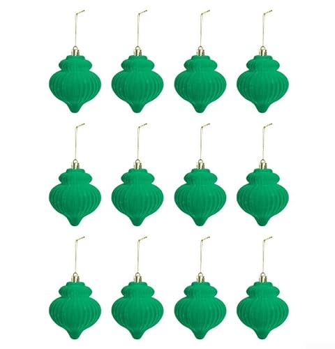 Plüschkugel-Ornamente im Laternen-Stil, für Weihnachtsdekorationen, weich strukturierte Bälle, entworfen, um Bäumen und Innenausstellungen ein einzigartiges Urlaubsflair zu verleihen (grün) von EpheyFIF