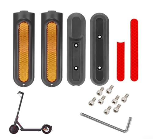 Radreflektor-Set für Xiaomi 4 Pro – ABS + PC hochreflektierende Abdeckungen für Vorder- und Hinterräder | inklusive Schrauben und Werkzeug (gelb/rote Streifen, 8-teiliges Set) (für vorne und hinten) von EpheyFIF
