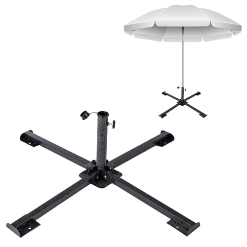 Robuster Schirmständer für den Außenbereich, verstellbarer 2,5–4 cm Stangenhalter, faltbarer Stahlständer für Terrasse/Garten/Strand, 14 x 44 x 14 cm, tragbarer Sonnenschirmanker (schwarz) von EpheyFIF