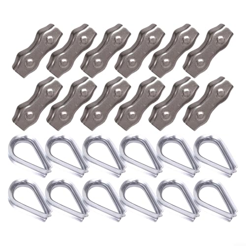 Robustes 12-teiliges Duplex-Klemmen- und Drahtseil-Fingerhut-Set für sichere Seile und Stahldrähte (M vier) von EpheyFIF